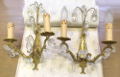 pair of brass and crystal french sconces